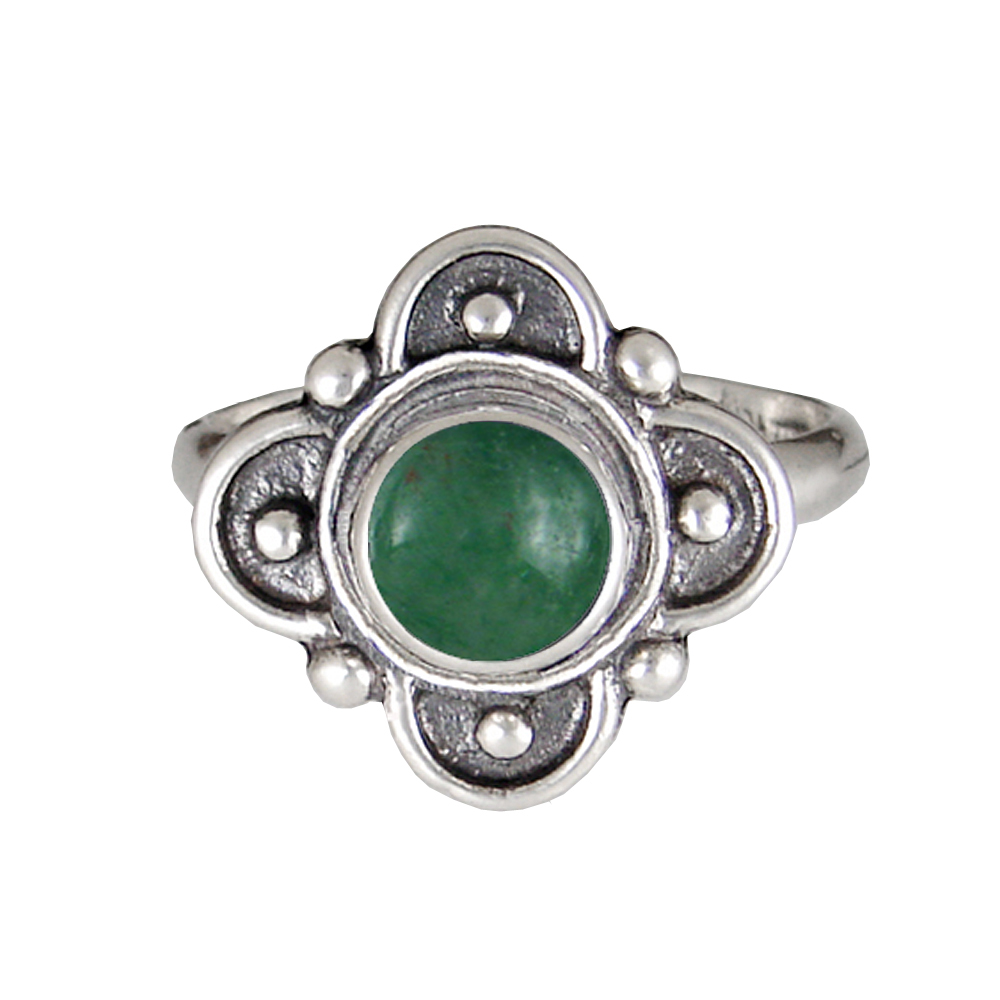 Sterling Silver Gemstone Ring With Jade Size 10